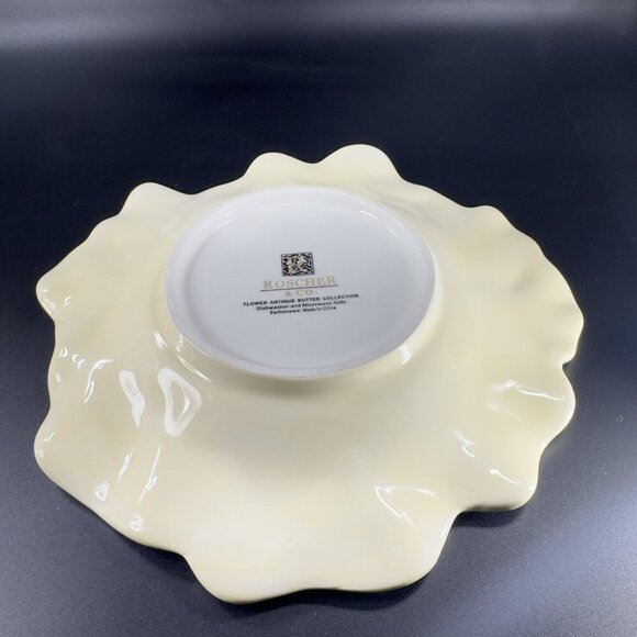 Roscher Flower Antique Butter Yellow Dish Plate 9inch Flower Shape Plate Set 3 - Picture 14 of 15